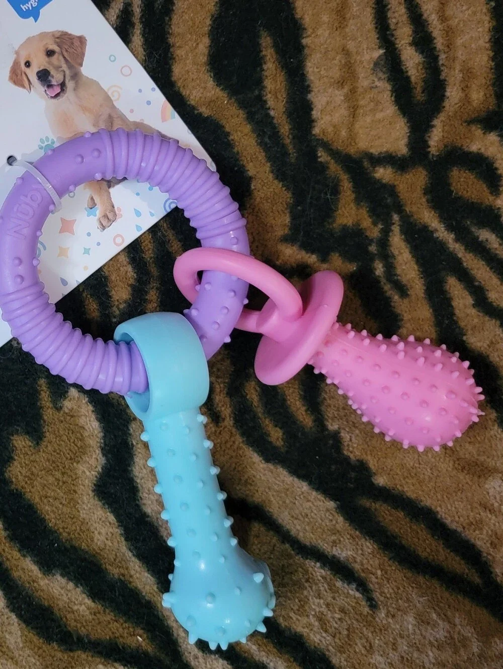 Dog Puppy Multi-Texture Binki Teether Chew Toy - Pink Sz Small Ea. New!